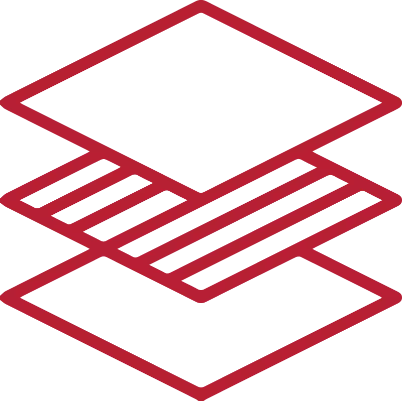 icon representing the layers of flat roofing